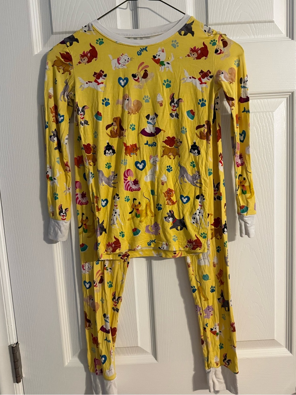Disney x Little Sleepies Pets Pajama Set Yellow Size 7/8 Dogs Cats